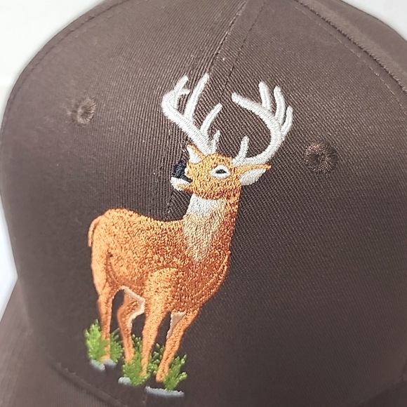 Men's Brown Cap with Deer Embroidery. Adjustable With Velcro. New No Tag - Picture 2 of 5